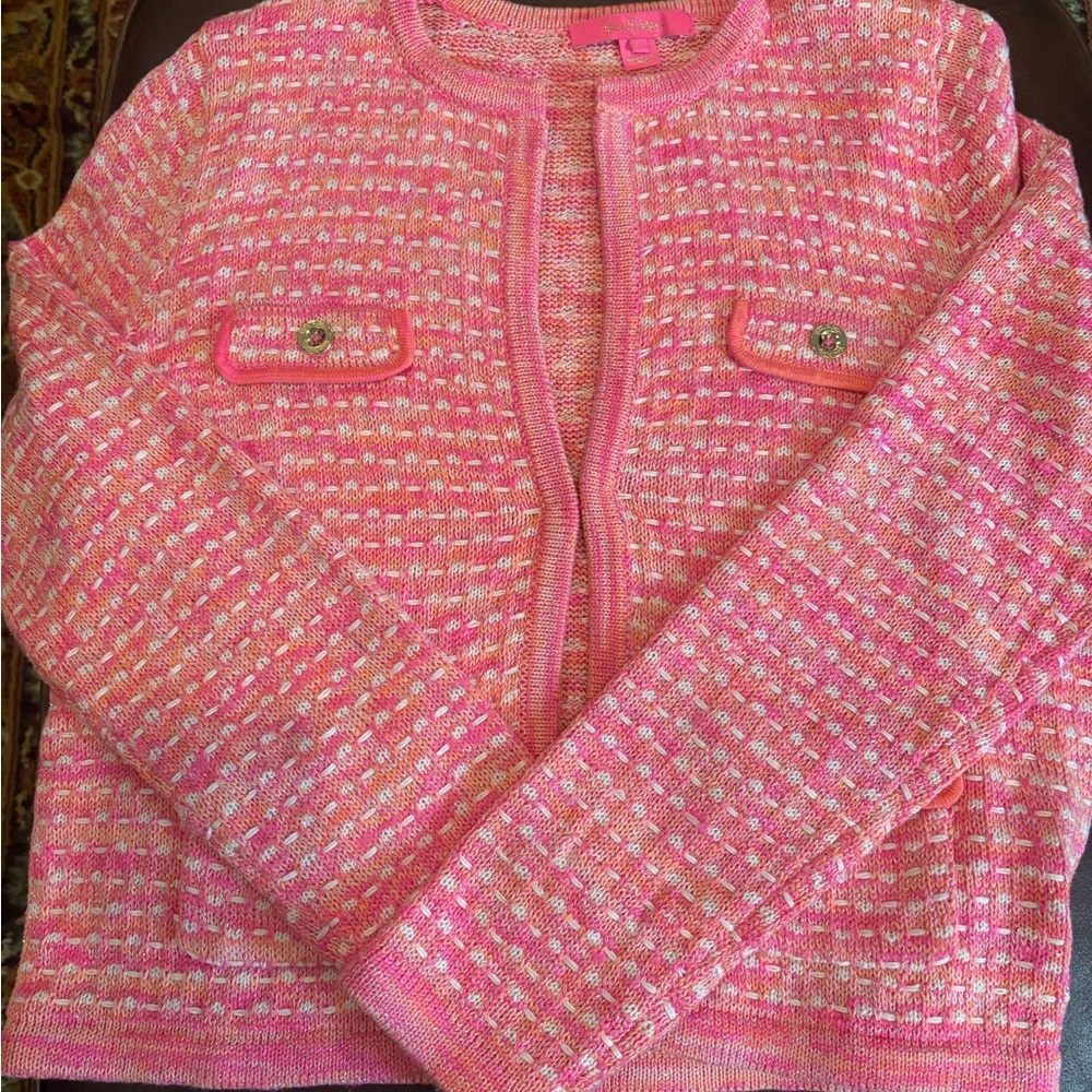 NWOT Large Lilly Pulitzer Pink Kienna Cardigan Sweater